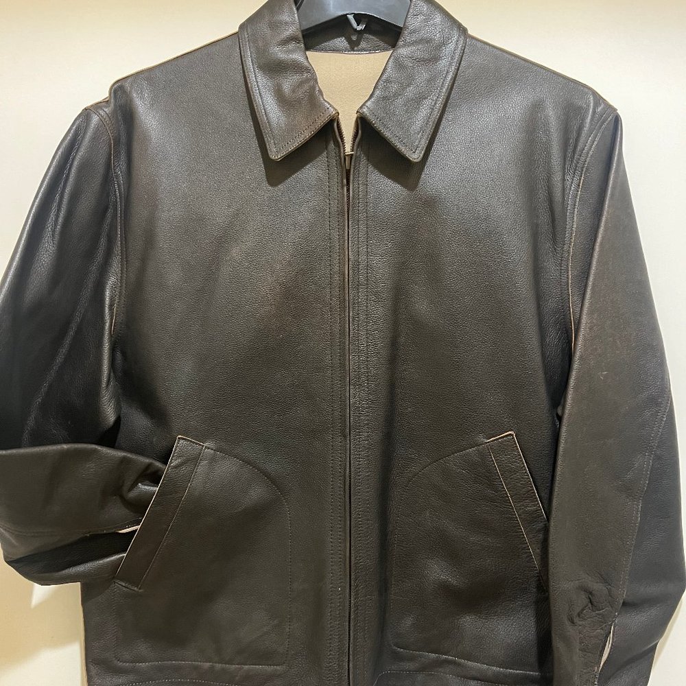 Distressed Retro Brown Reversible Men's Leather Jacket By Whet Blu - New